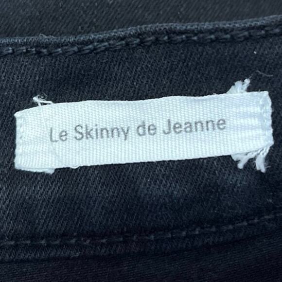 Frame Le Skinny de Jeanne Black Distressed Mid Rise Stretch Ankle Denim Jeans 27 - Picture 6 of 7